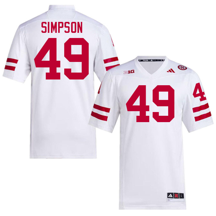 Nebraska Cornhuskers #49 Malcolm Simpson College Football Jerseys Stitched-White Nebraska Cornhuskers #49 Malcolm Simpson College Football Jerseys Stitched-White